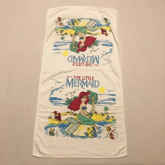 Vintage Disney Little Mermaid Towel Franco Cotton 43.5  x 22 Inch Taiwan - Picture 1 of 16